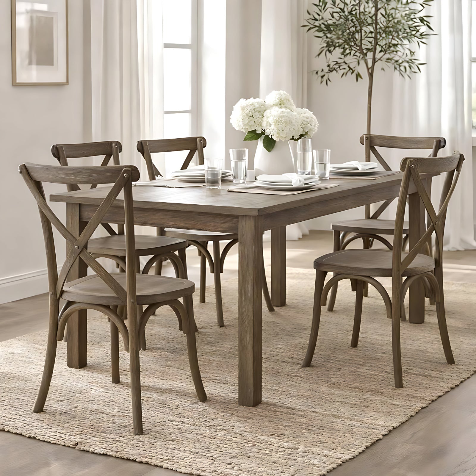 Light Oak Cross Back Dining Chair