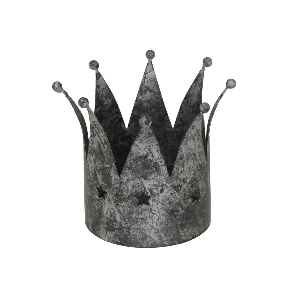 Antique Silver Crown Candle Holder