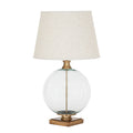 Lunel Glass Orb Table Lamp With Edged Linen Shade