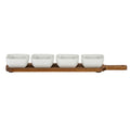 Acacia Serving Board including Four Ceramic Serving Bowls